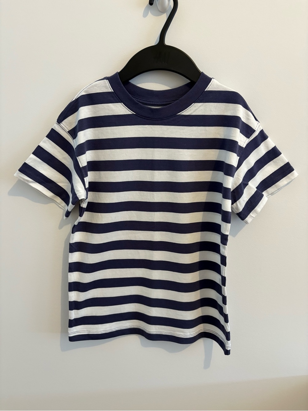 H&M Navy and White Striped Short Sleeve Tee
